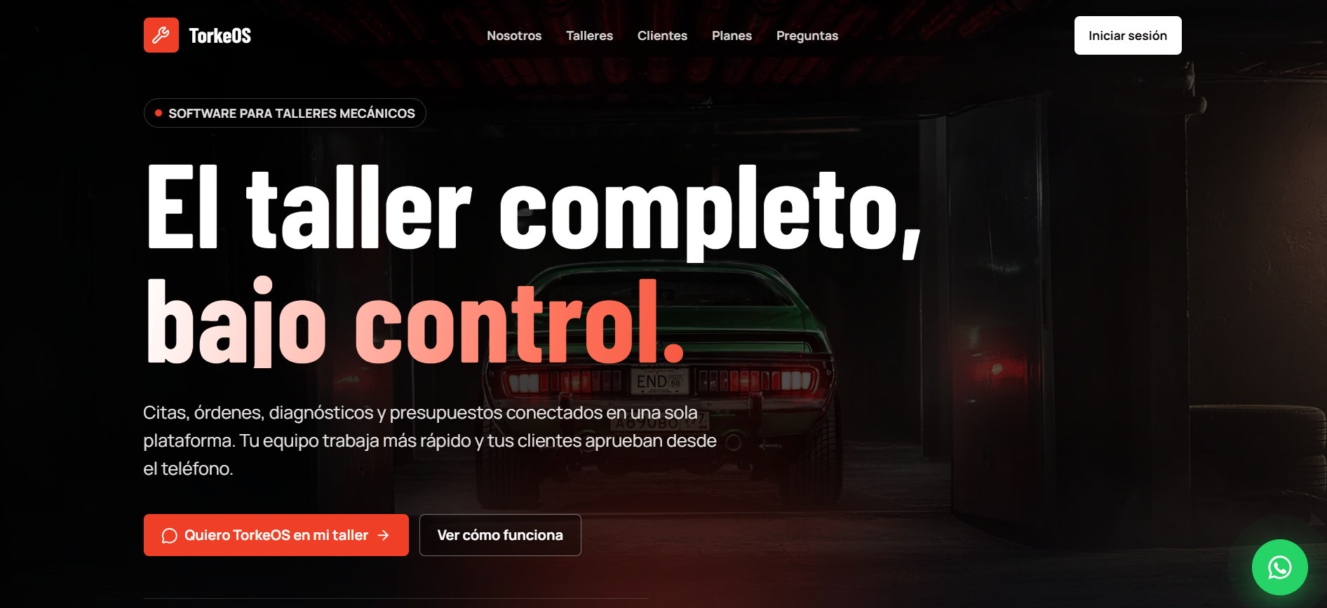 Captura de TorkeOS · Software para talleres